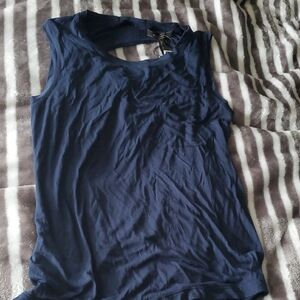 BCBGMaxAzria Blue Cut Out Sleeveless Tank Top
